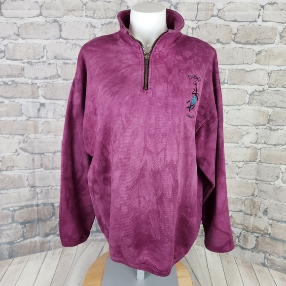 Vintage Dagoli 1/4 Zip Pullover Sweatshirt Indigenous Tie Dye Magenta Medium - Picture 5 of 11